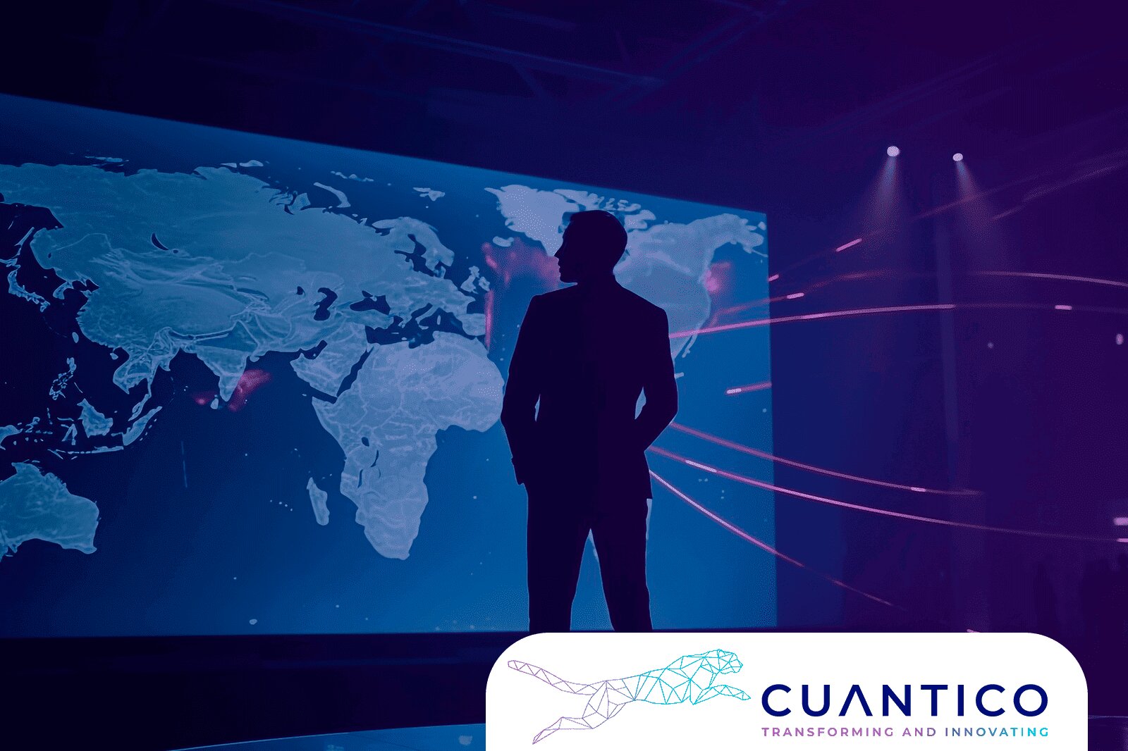 inteligencia-artificial-govtec-Govtech Visualización futurista de gobernanza digital global con Inteligencia Artificial en el contexto GovTech, marca CUANTICO.