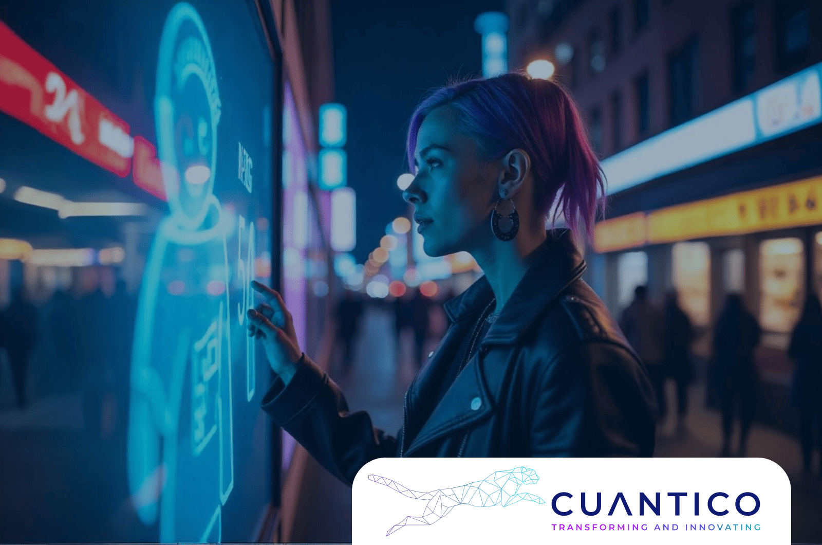 Aplicaciones Machine Learning en ciudades inteligentes: experiencia urbana digital Joven interactuando con panel digital en ciudad inteligente mediante Machine Learning
