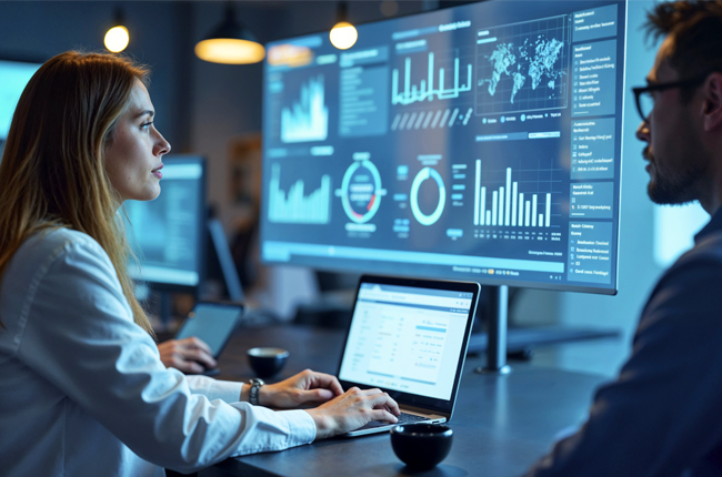 Transformación digital del sector público con plataformas digitales - Cuantico, mujer interactuando con documentos digitales