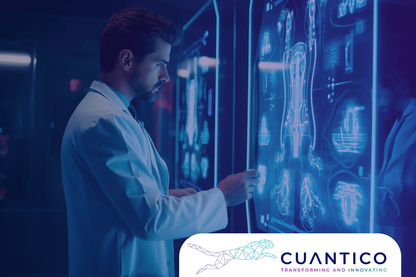 Profesional de la salud utilizando tecnología avanzada como parte de la innovación GovTech en Colombia