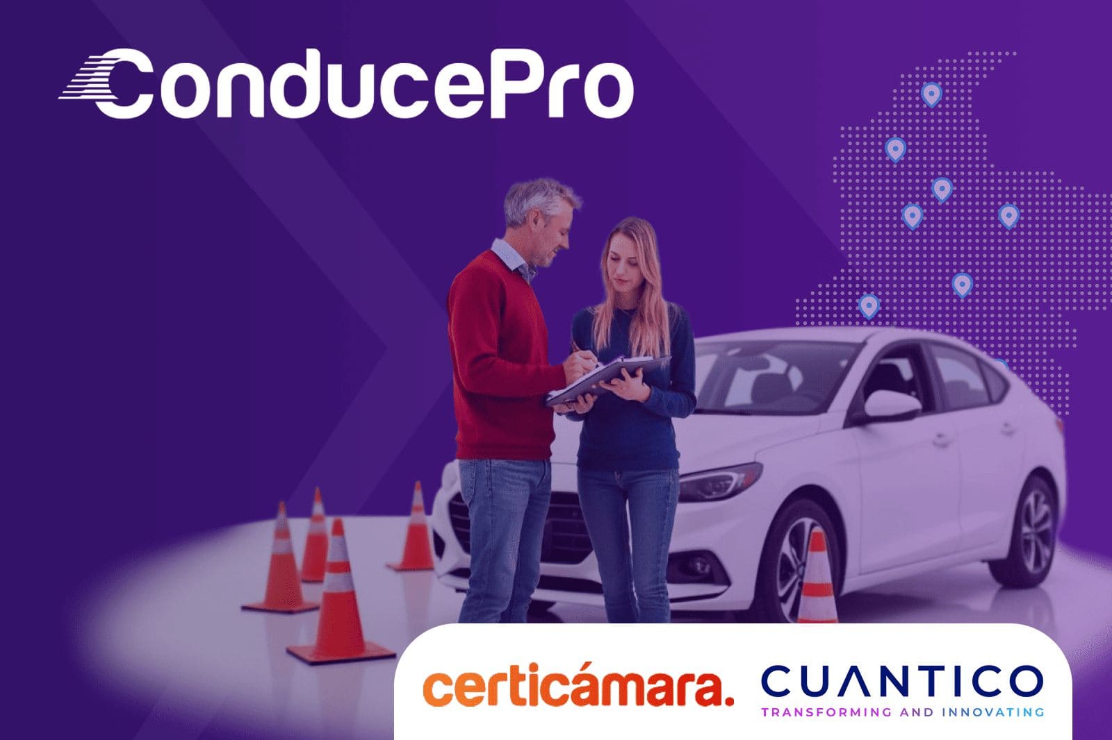 ConducePro opera en el SICOV con el respaldo tecnológico de Cuántico y la confianza de Certicámara, garantizando procesos seguros y eficientes en la formación de conductores.