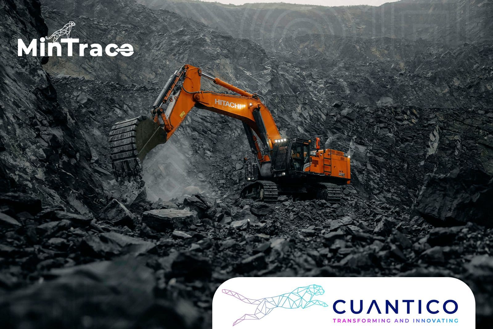 Excavadora en mina a cielo abierto con MinTrace OTTM autorizado por la Agencia Nacional de Minería